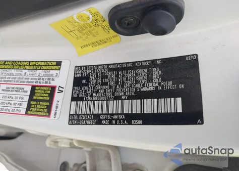 2013 Toyota Venza Limited V6 из США, поврежденный, VIN 4T3BK3BB3DU087722